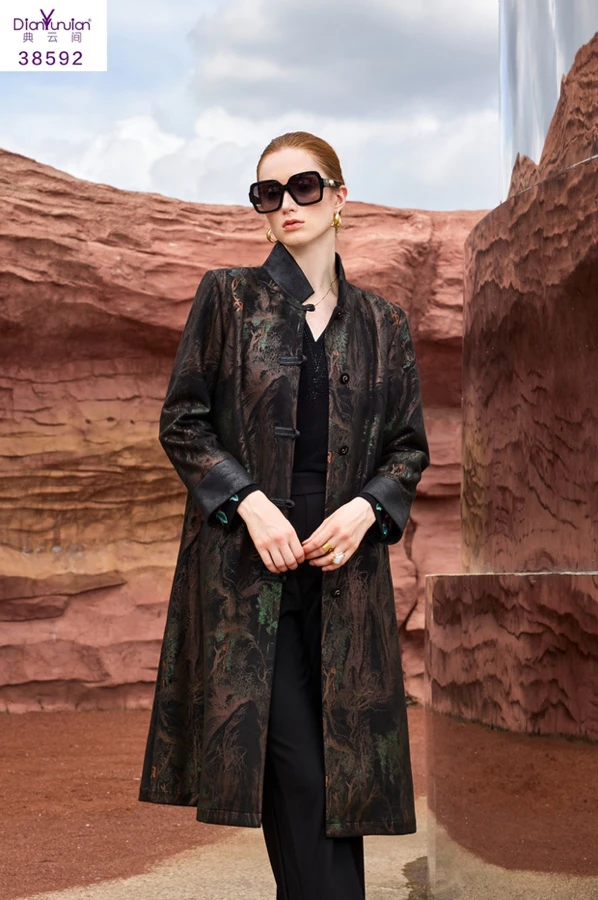 38592中长款显瘦洋气大码时尚风衣春秋装外套