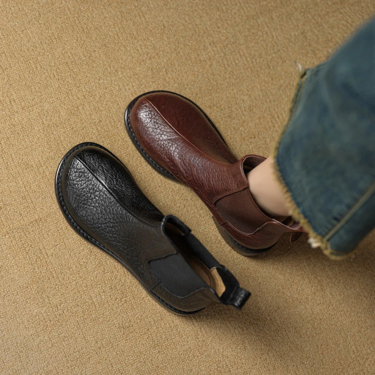 2.5cm 英伦风复古百搭切尔西靴秋冬通勤休闲舒适软底简约时尚短靴