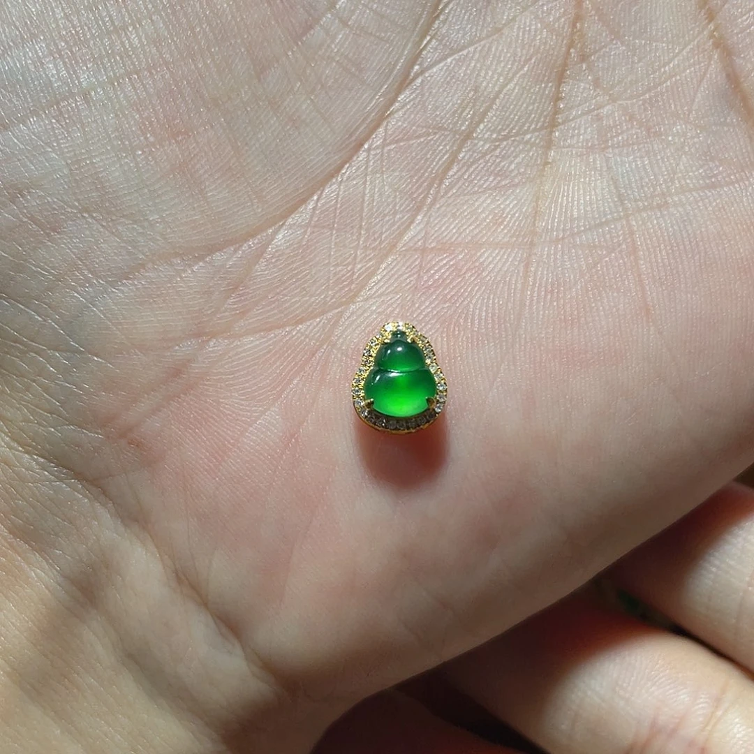 翡翠18K金镶嵌吊坠(不含链)