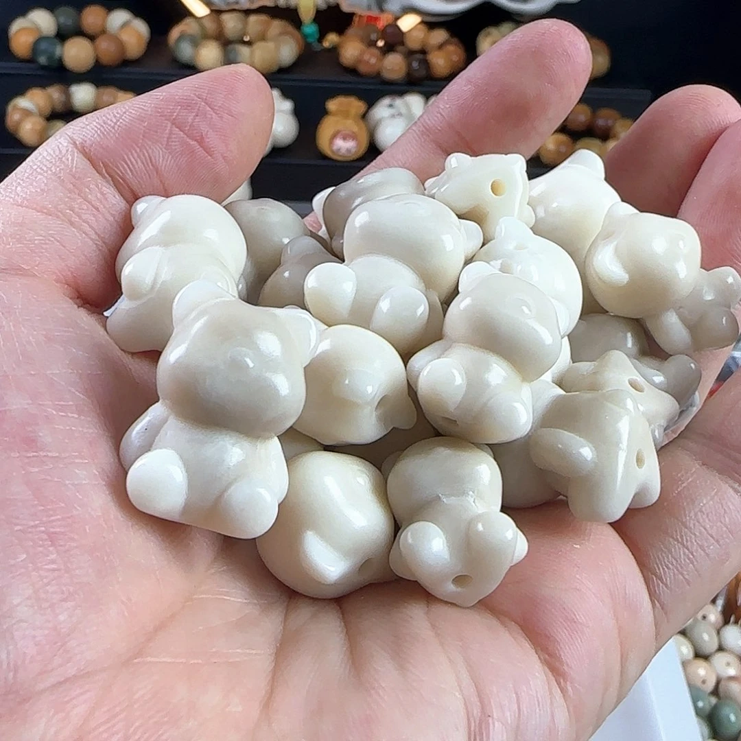 菩提根/象牙果吊坠瑕疵白熊5颗不挑瑕有裂