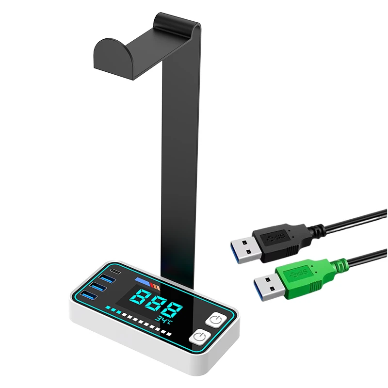 新款电脑桌竞开关双开关四个USB接口2.0、3.0外置延长开关液晶屏