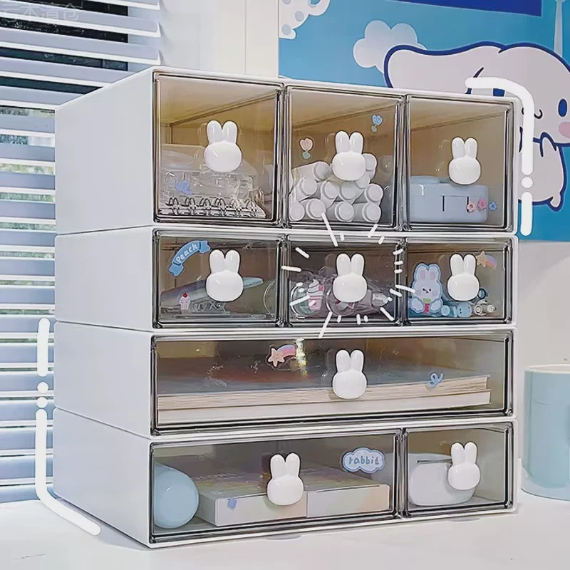 抽屉式桌面收纳盒桌上学生收纳笔筒书桌手帐文具小儿童发饰柜箱