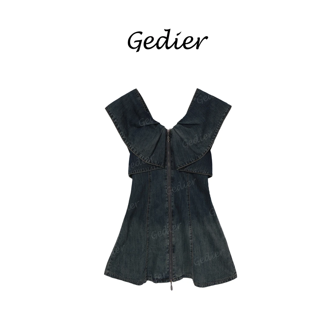 【歌蒂尔】2025年夏季欧若风时尚拉链前开牛仔裙LG520367Y