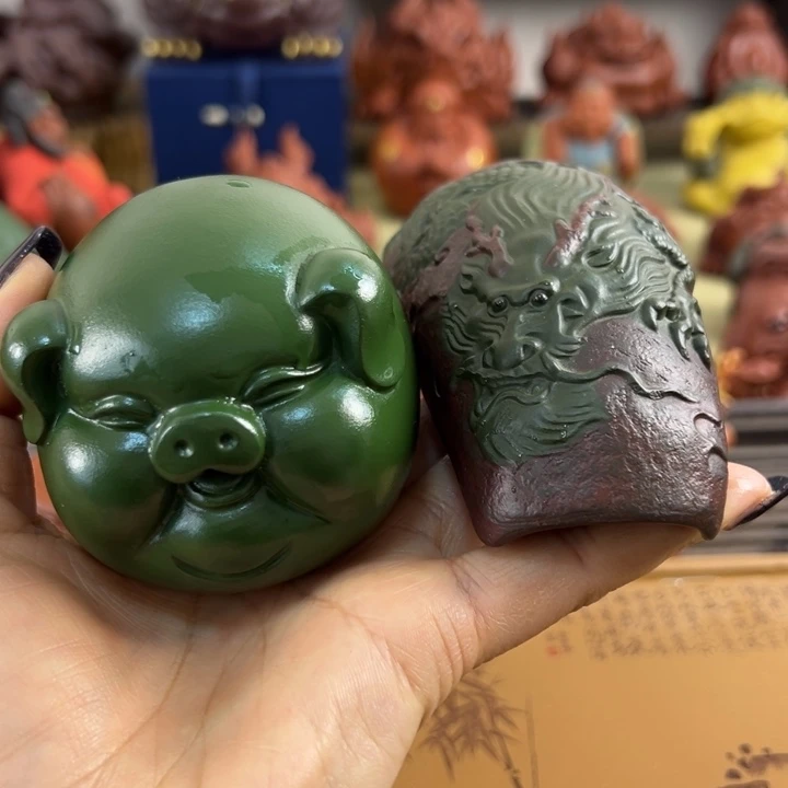 紫砂茶宠孙*胖紫砂福猪。茶则