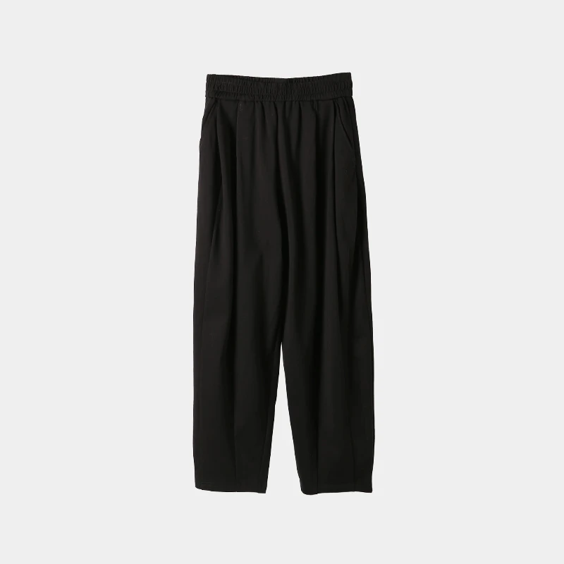 轻奢简约纯色松紧腰直筒裤 百搭休闲裤--TSK7020