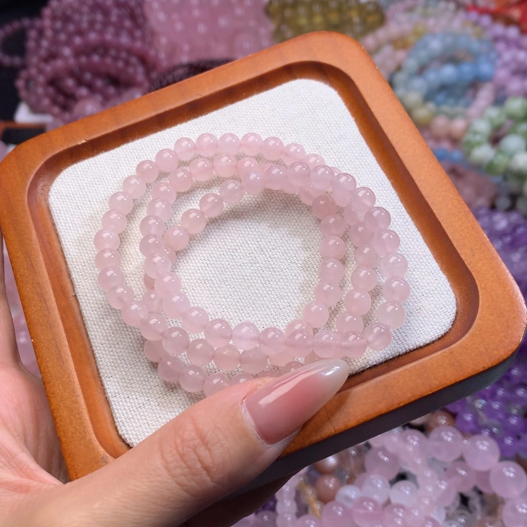 水晶手链未镶嵌马粉卡6+三圈