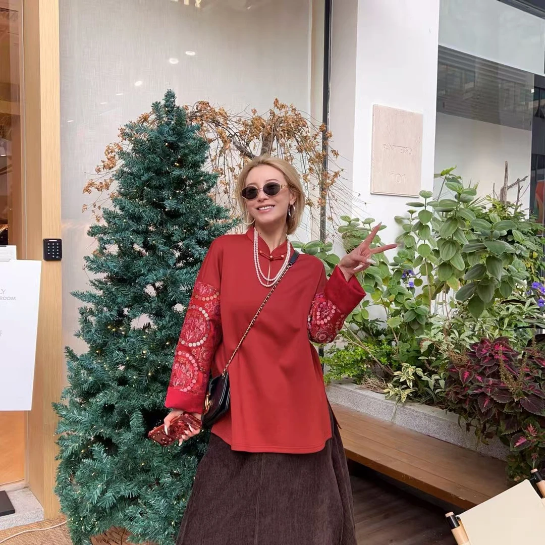 ZICOZYEE紫光【新年快乐】新中式蜀锦盘扣卫衣