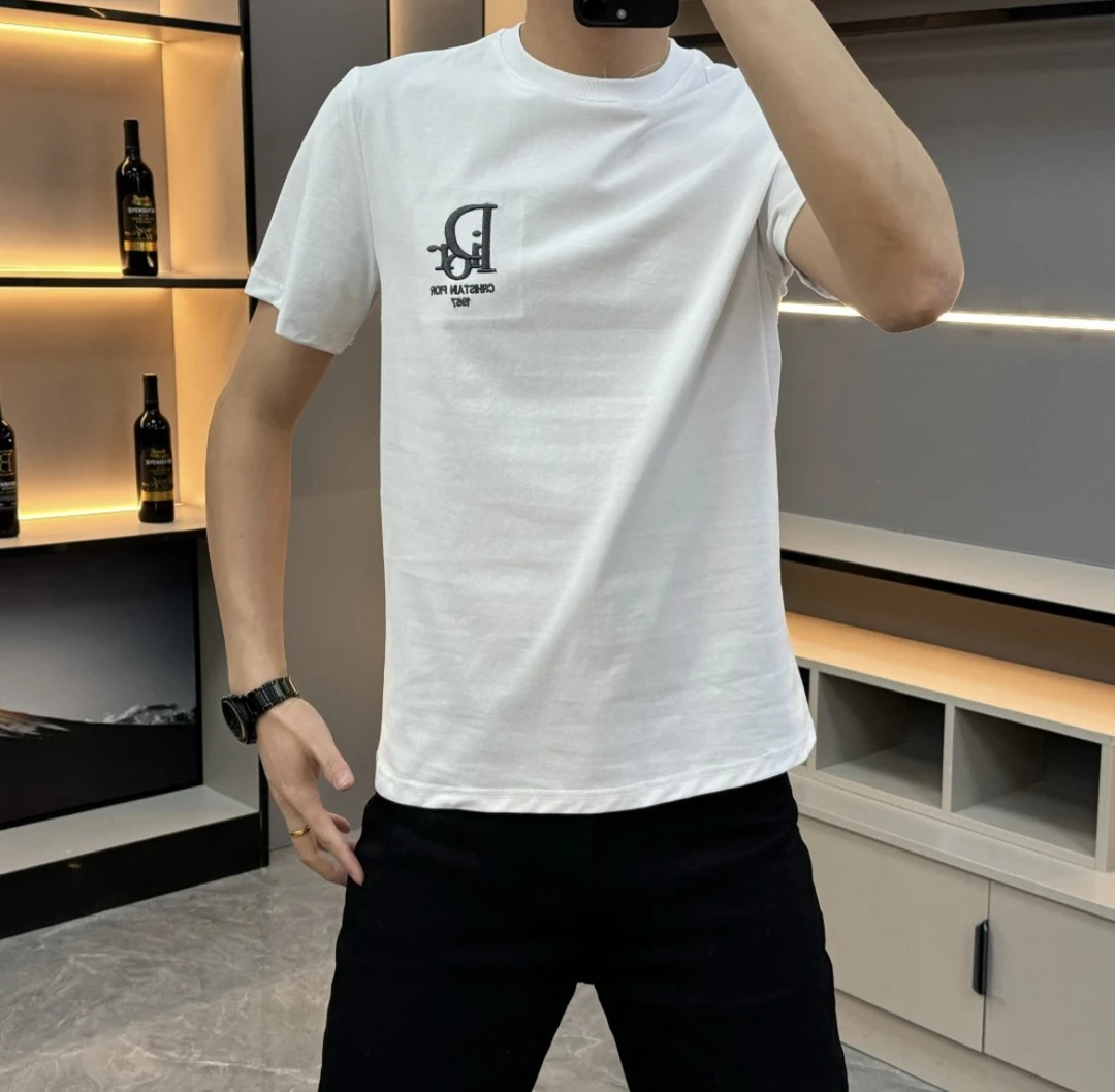 35073夏季男士新款简约短袖时尚休闲百搭圆领半袖修身潮流