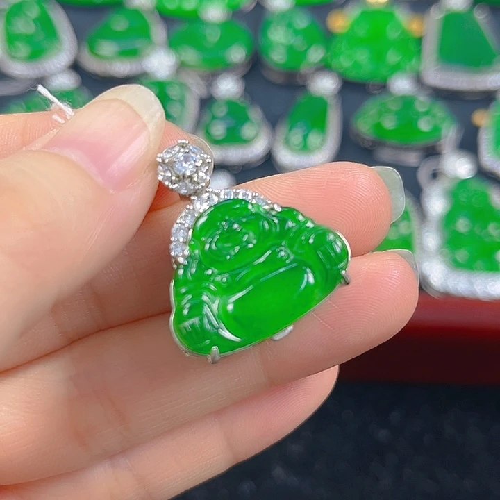 翡翠银S925镶嵌吊坠(不含链)