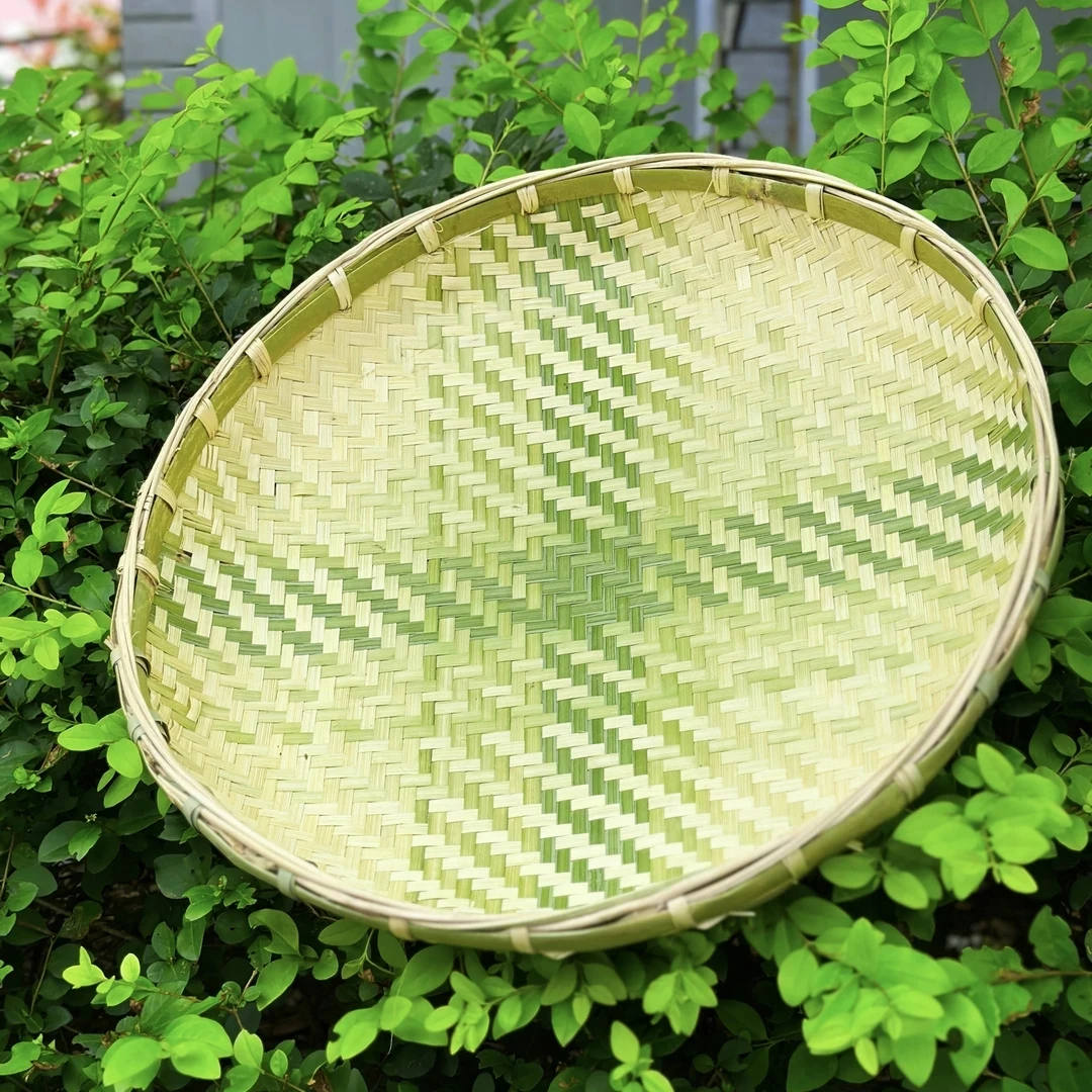 实惠款52厘米竹编簸箕无孔晾晒背后加固手工竹制品