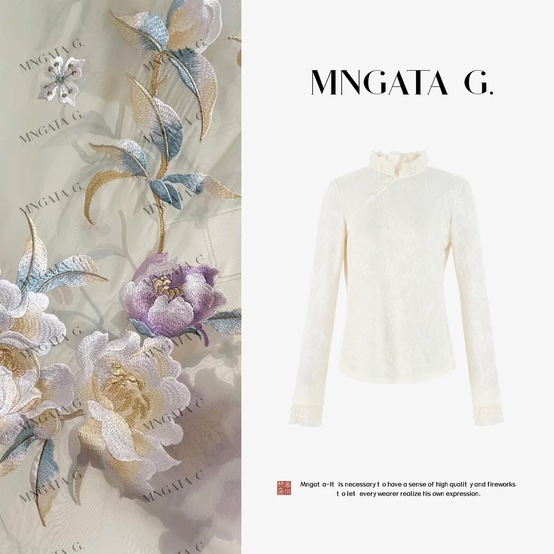 MNGATA G.宫小妍【落花瑶】早秋新中式穿搭中国风长袖上衣5070460