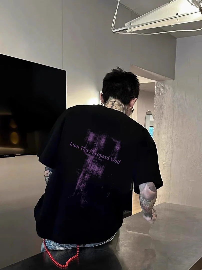 【重磅纯棉】美式痞帅渐变印花短袖T恤百搭休闲宽松潮流夏季上衣ins