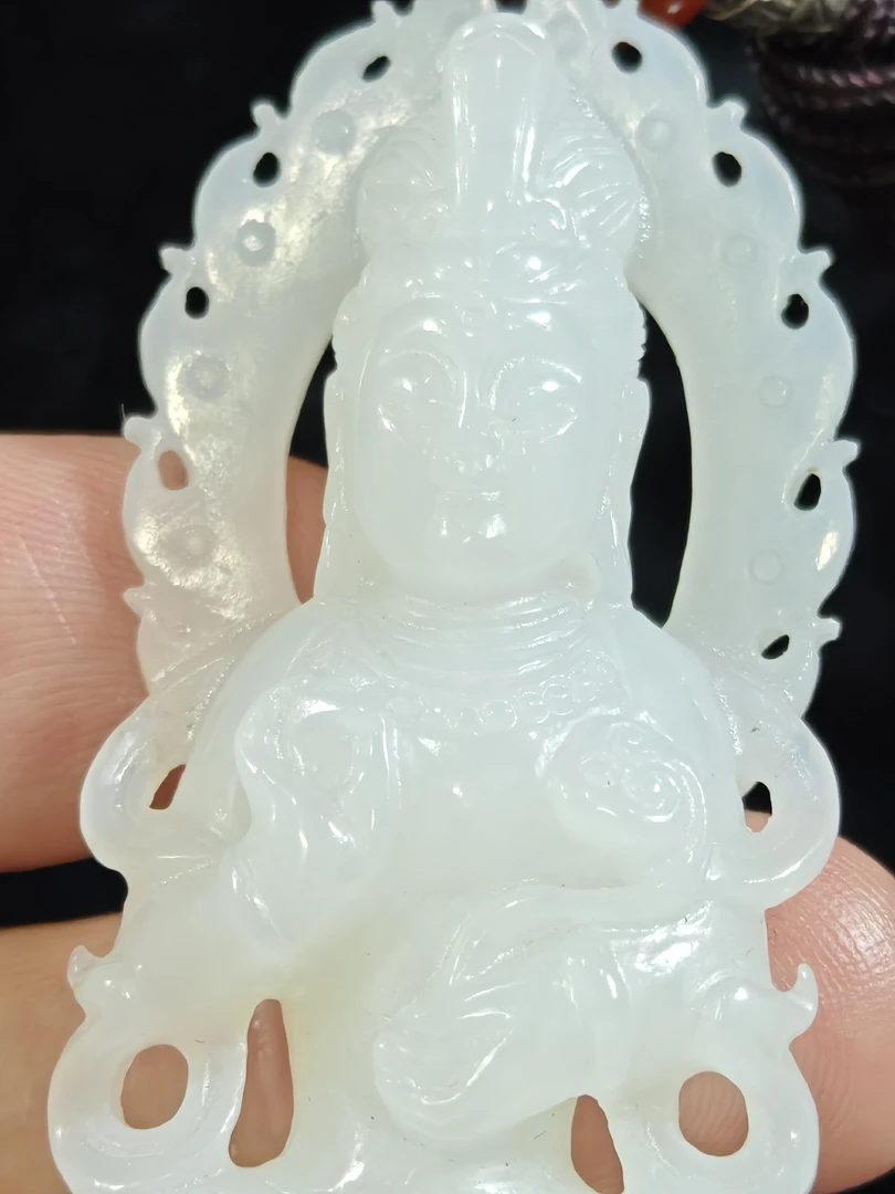 旧藏天然和田玉白玉文殊菩萨护佑平安40克80*28*11mm