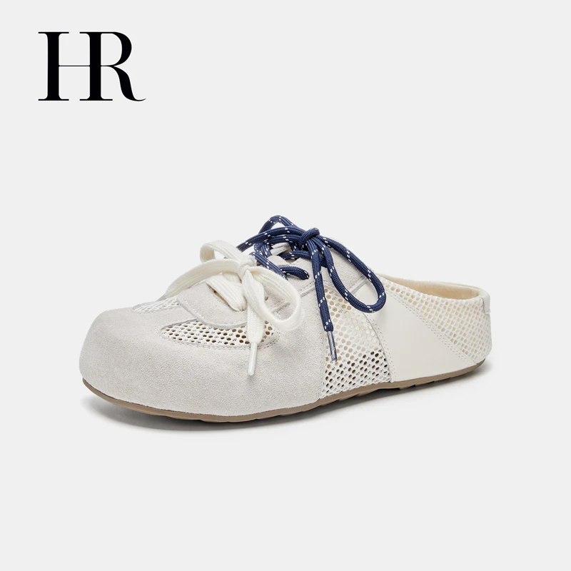 HR/赫莲娜舒适包头夏季纯色平跟休闲百搭拖软底防滑凉鞋平底透气