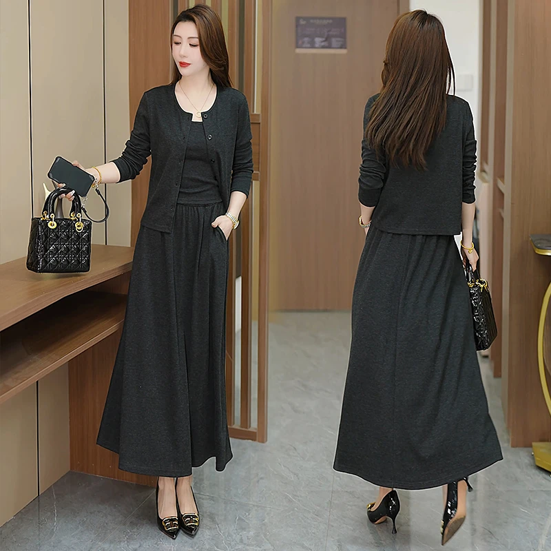 早春新款时尚三件套裙子套装