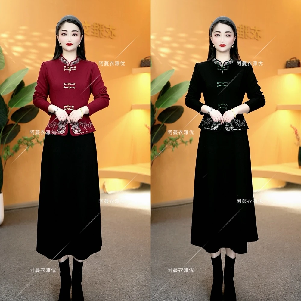 【衣雅严选】8082-1353#新款原版正品精纺空气层刺绣假两件连衣裙