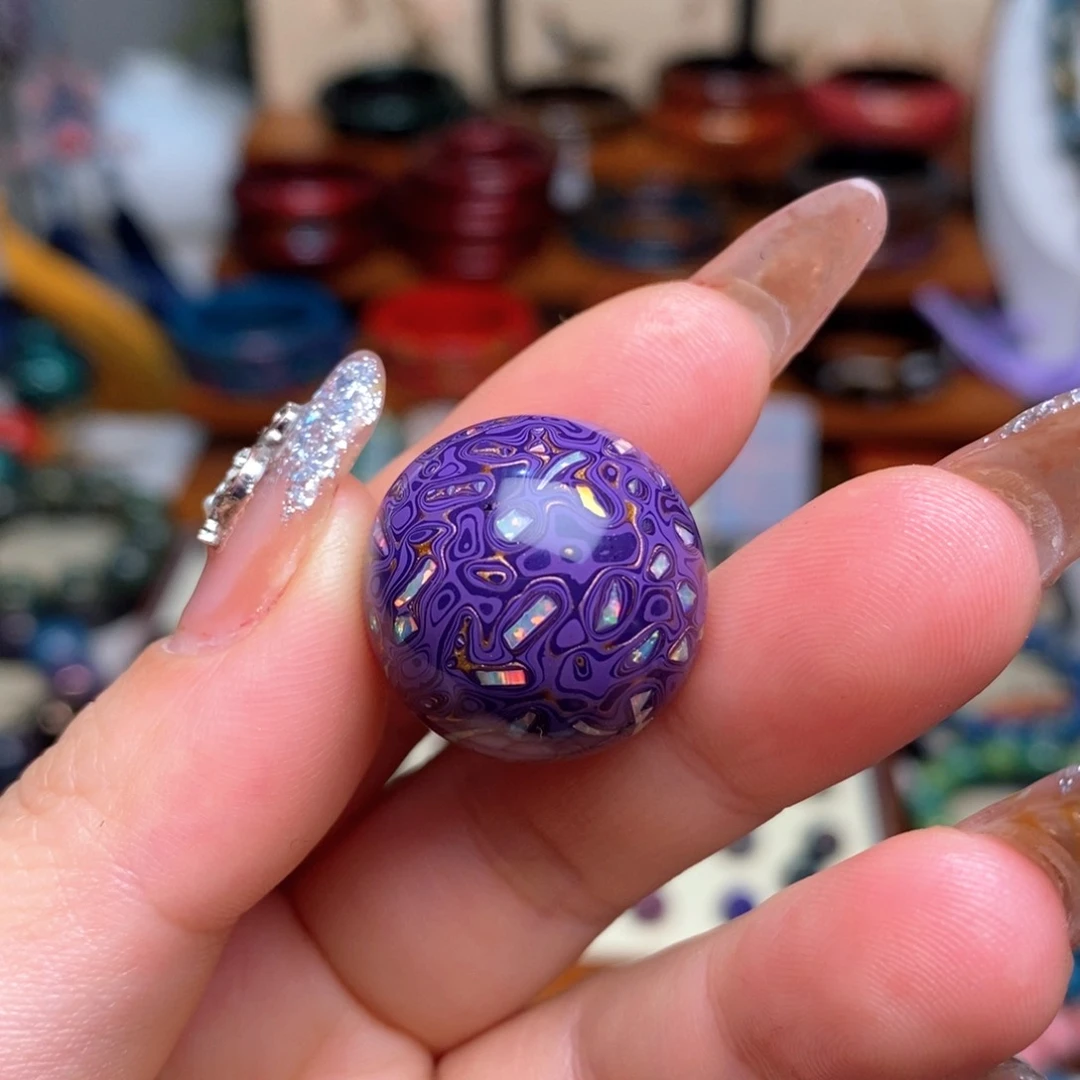 大漆21mm犀皮纹精品单珠