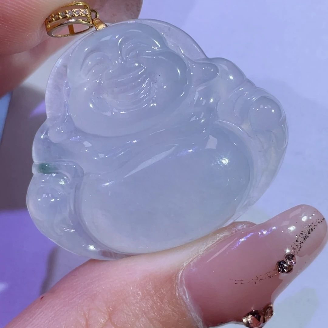 翡翠颈饰18K金镶嵌佛公