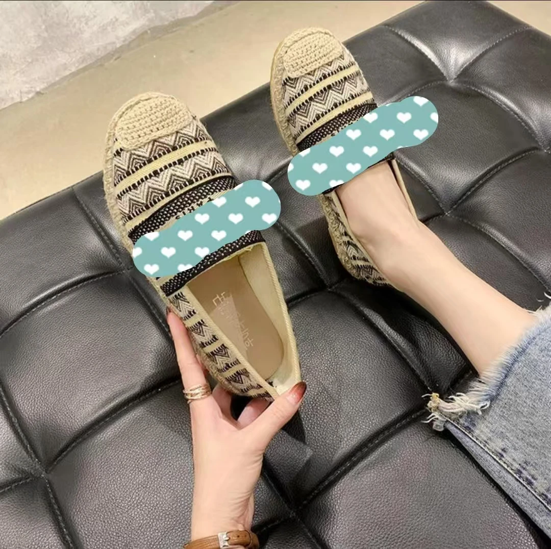 2901夏季新款刺绣渔夫鞋平底单鞋休闲编织乐福鞋一脚蹬懒人鞋