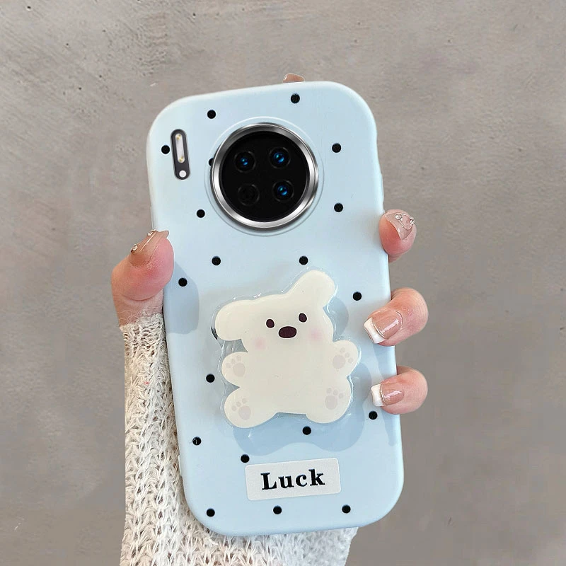 适用华为mate30手机壳pro镜头不包epro波点tas-an00小狗带支架5g