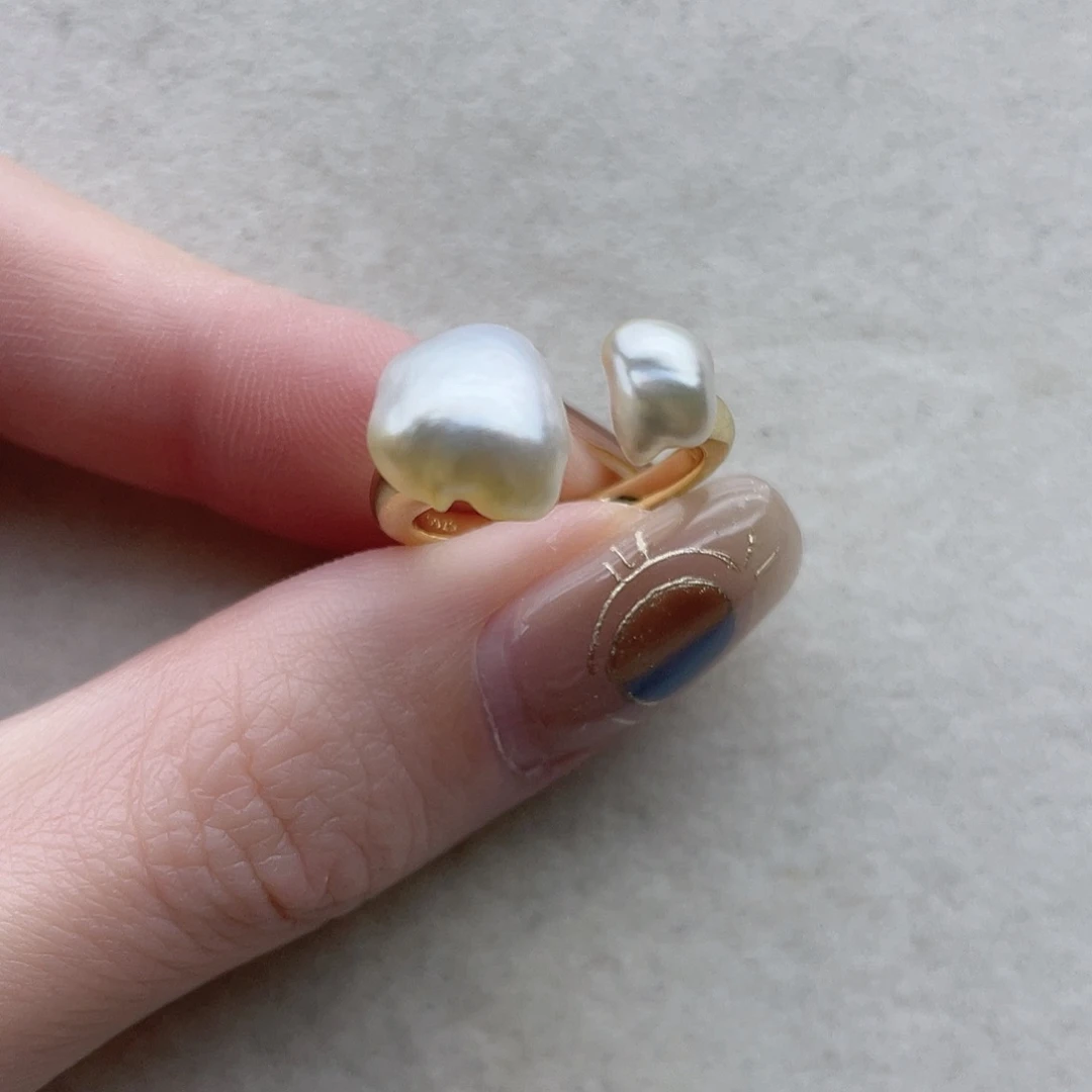 戒指45银S925镶嵌海水珍珠