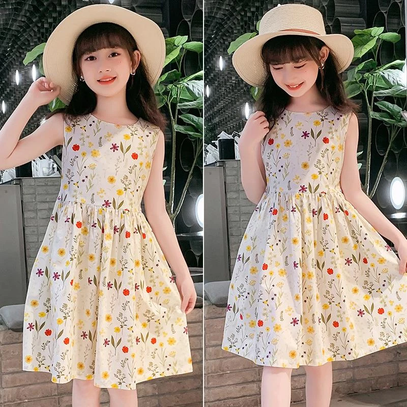 FAVMARTHA女童连衣裙儿童夏装2025新款碎花纯棉裙子宝宝吊带裙小