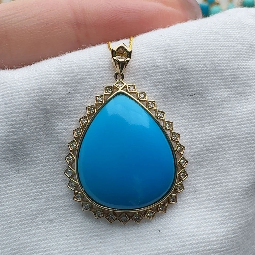 绿松石18K金镶嵌颈饰