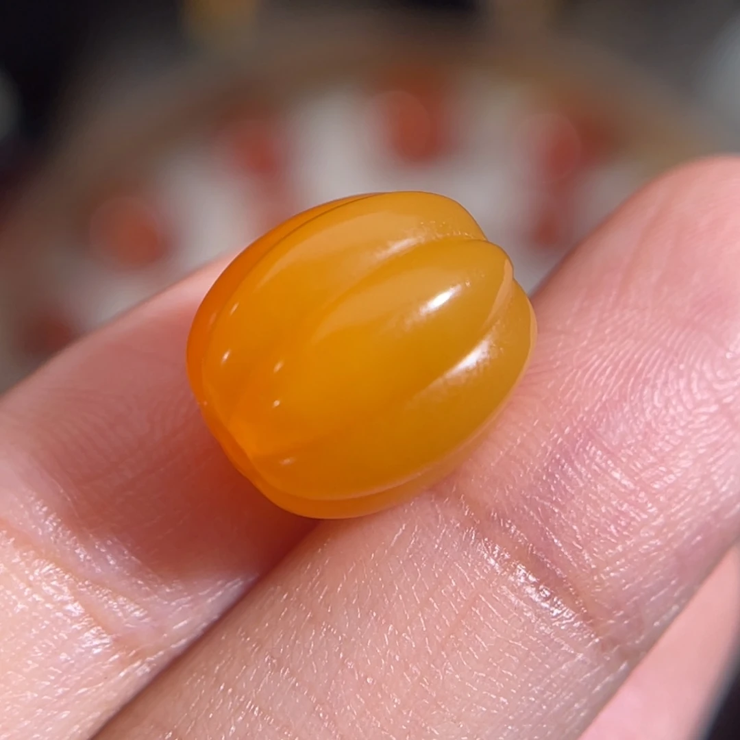 未镶嵌石英质玉（黄龙玉）瓜珠 12.7x11.5mm 不换退