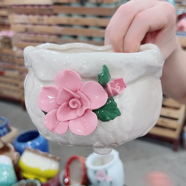 有孔.凑单10元陶瓷花盆发货！