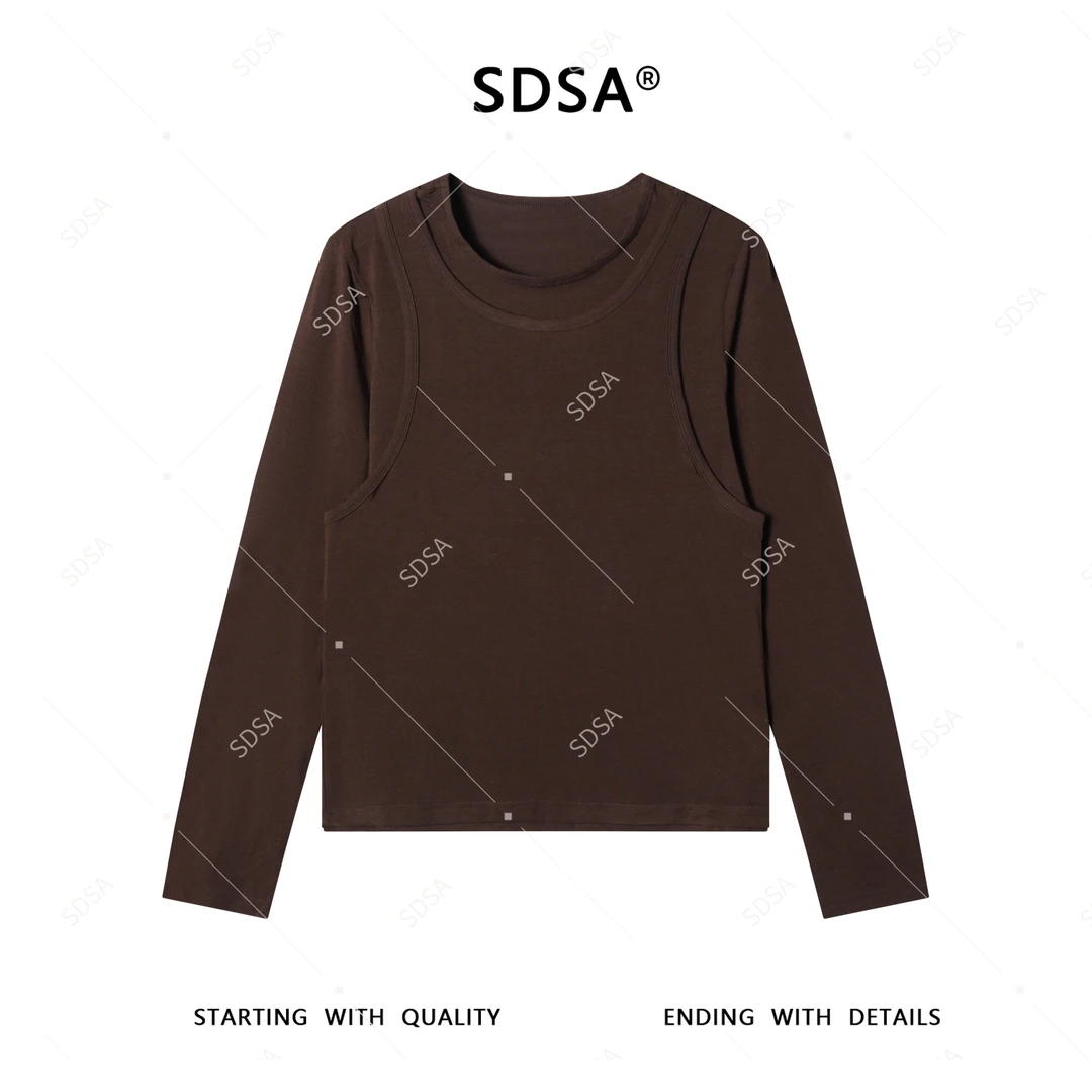 SDSA男士秋冬新款轻奢痞帅男装短款两件套长袖针织衫休闲时尚上衣