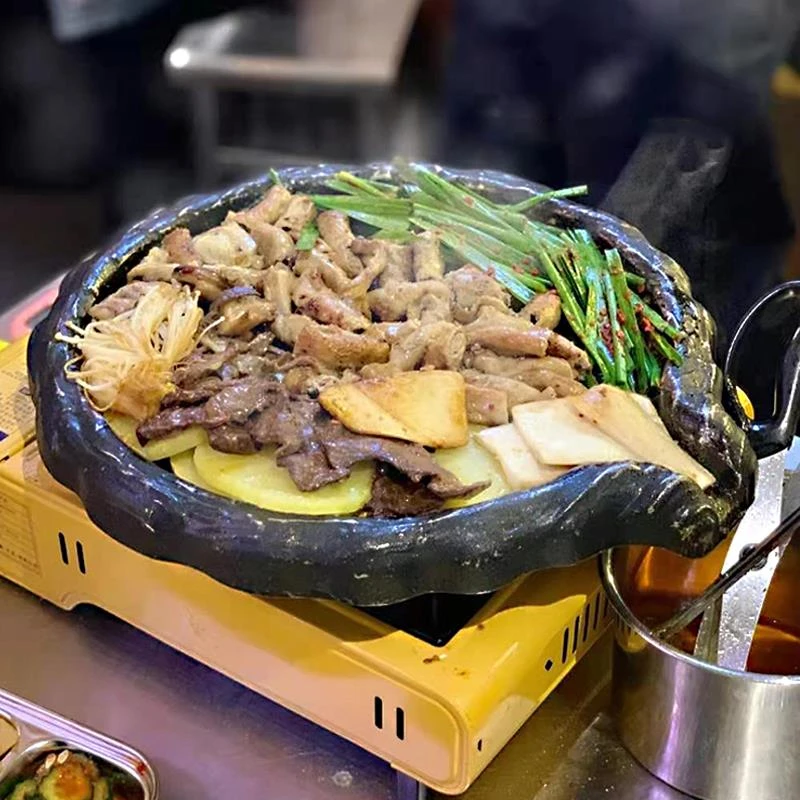 烤牛肠盘卡式炉烤盘大肠涂层牛肠烧烤盘家用不粘烤肉锅商用铁板烧