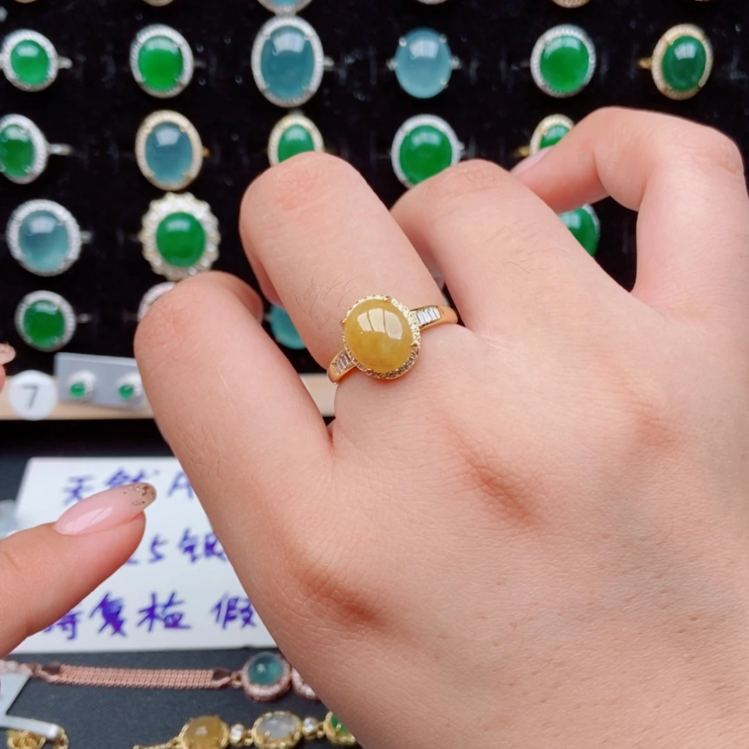 翡翠银S925镶嵌戒指58