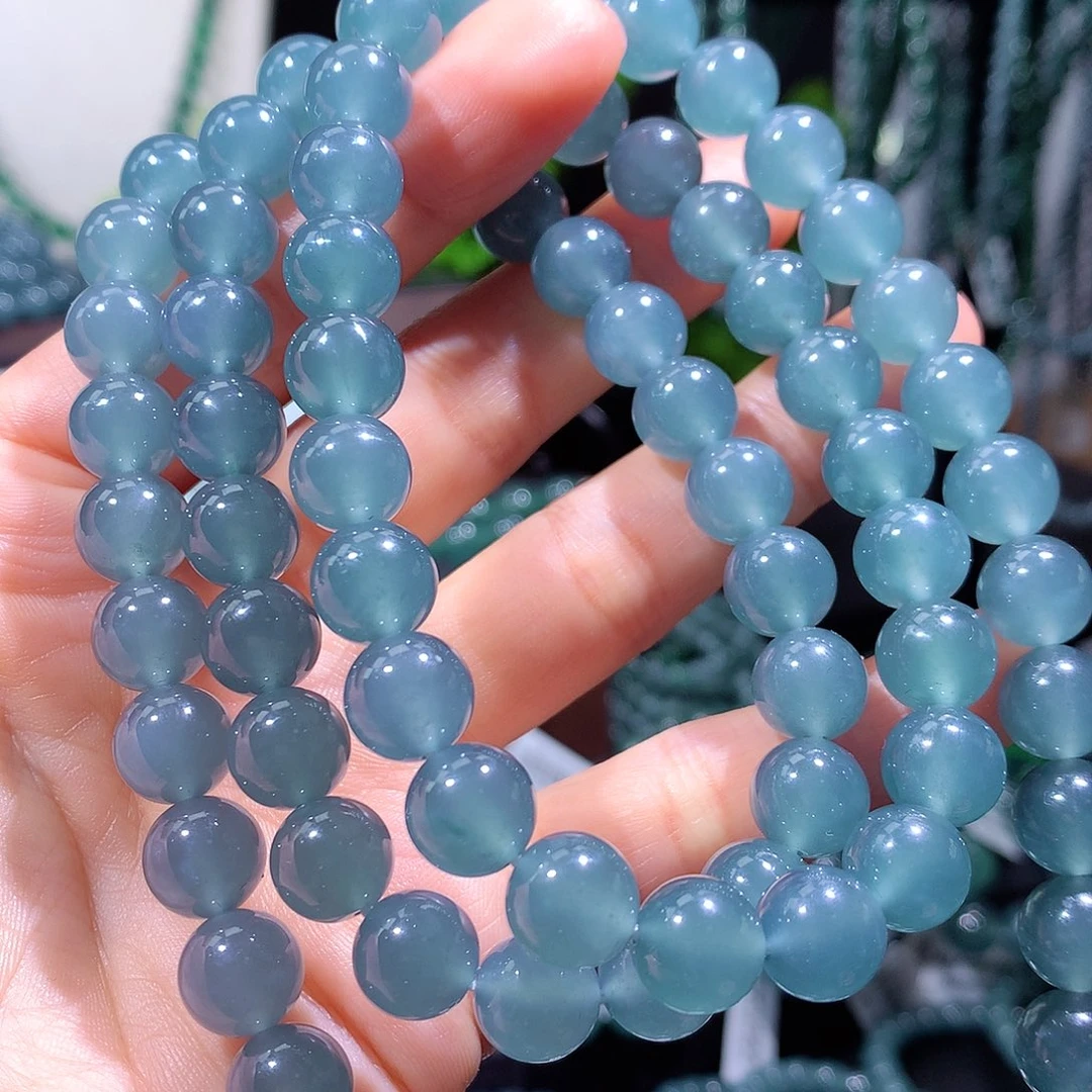 翡翠未镶嵌手链天然a货翡翠项链10mm60颗