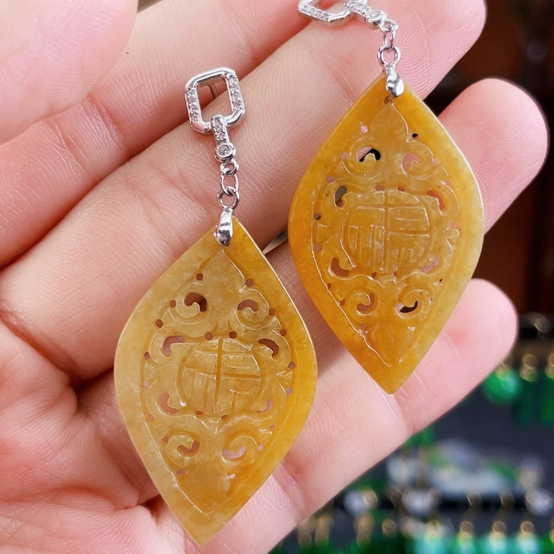 翡翠银S925镶嵌耳饰