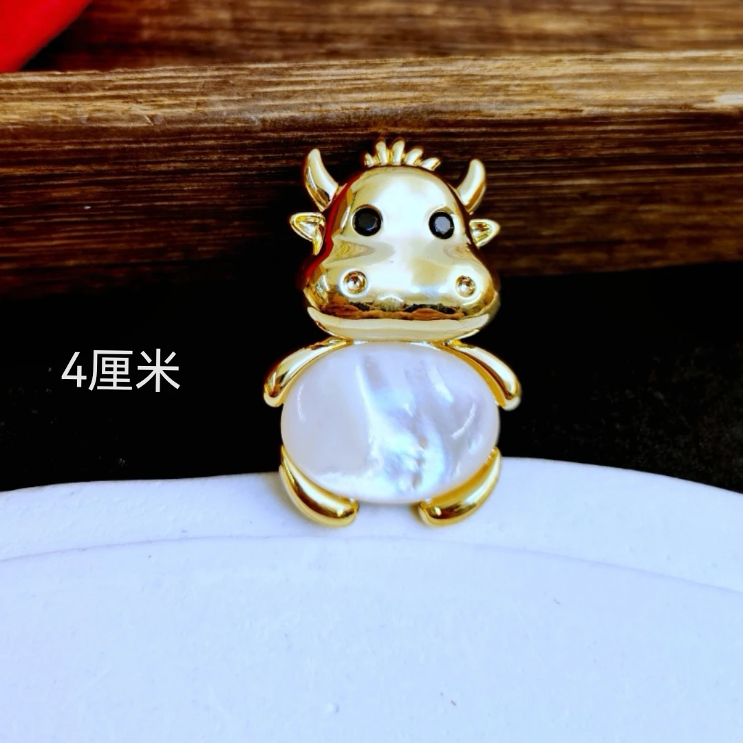 铜合金胸针 S55 时尚百搭款牛气冲天贝小牛胸针男士女士胸花