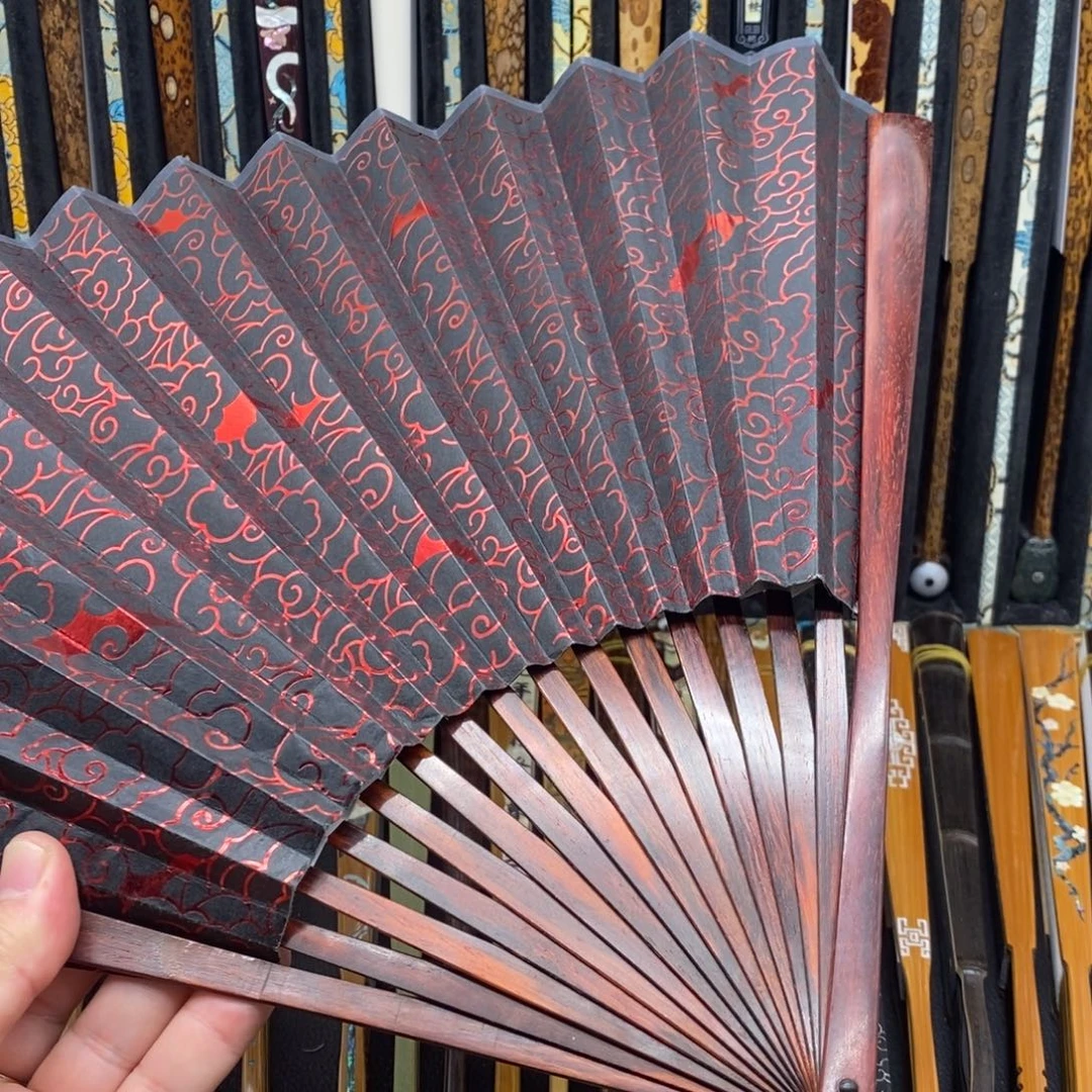 扇子小叶直方文玩折扇