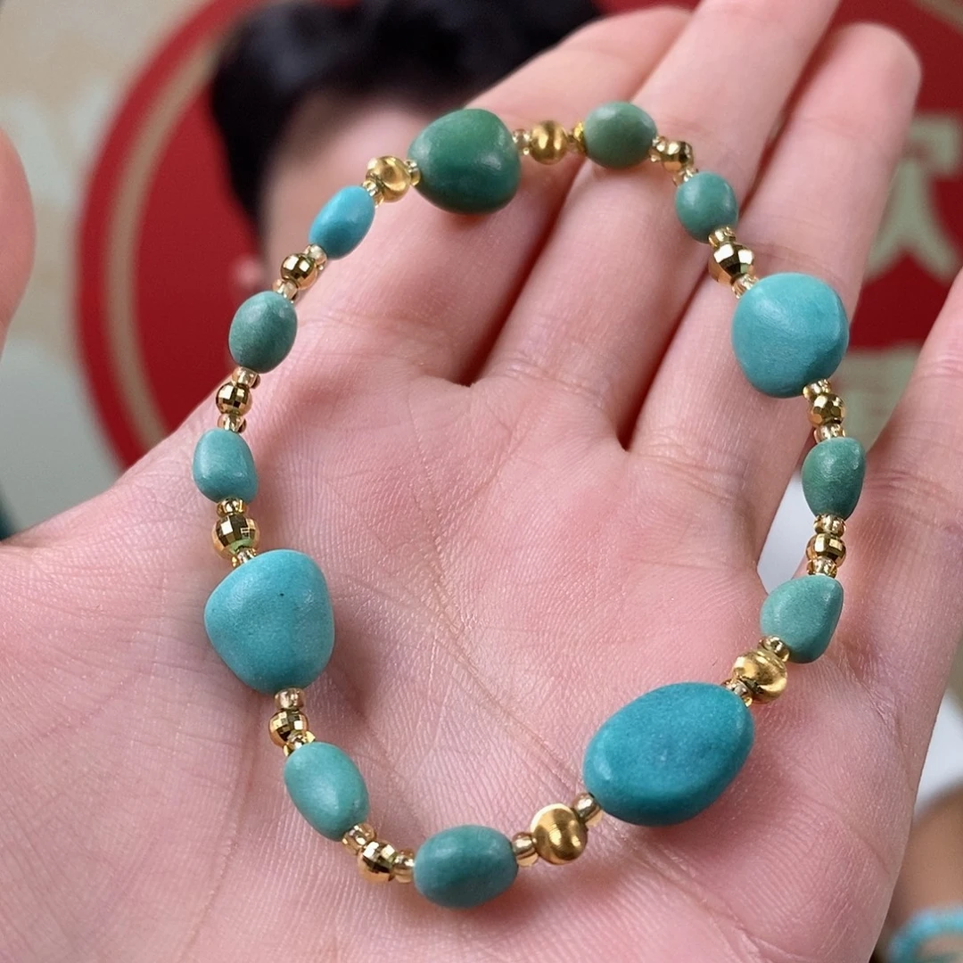 绿松石18K金镶嵌珠宝奇石