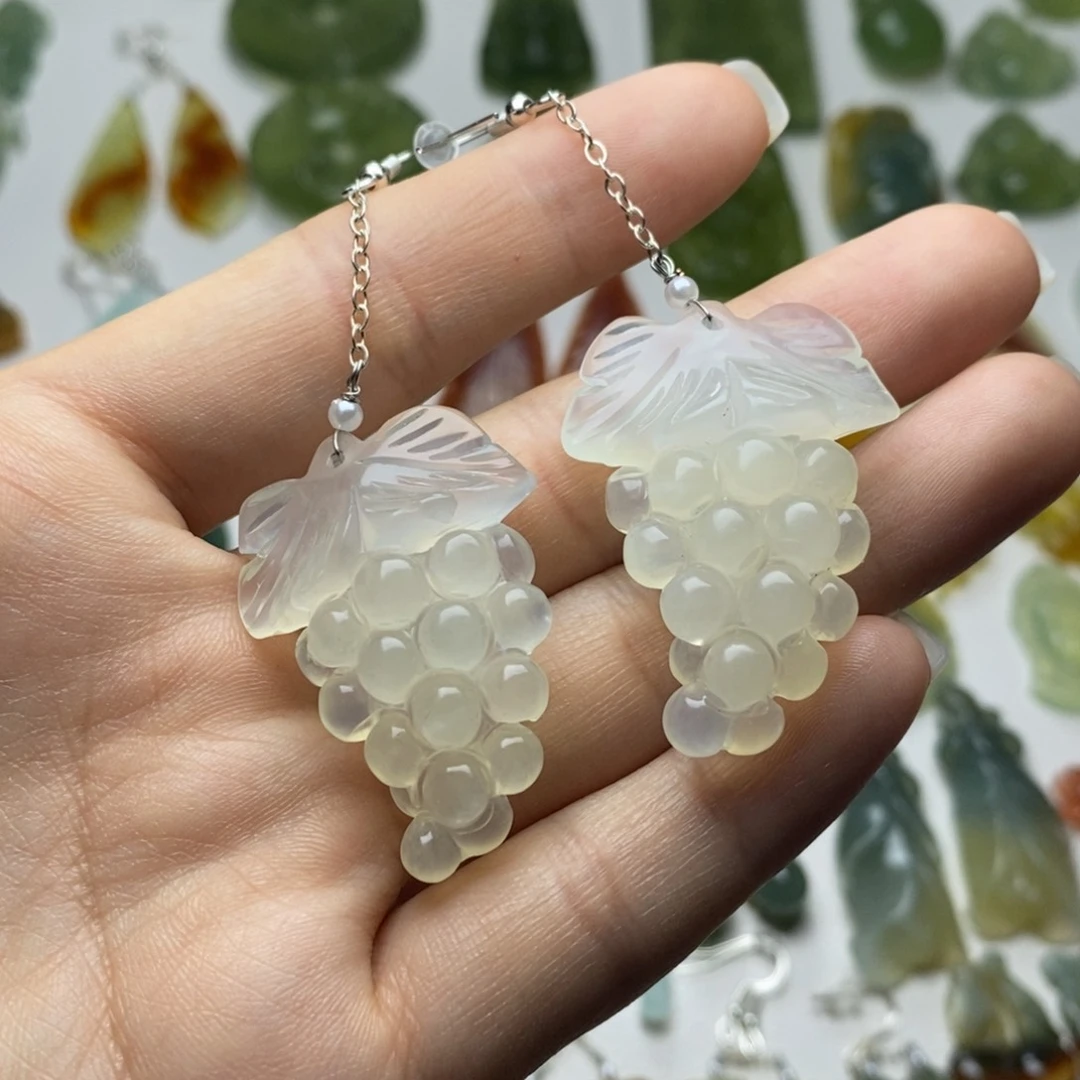 蛇纹石玉未镶嵌颈饰/耳饰