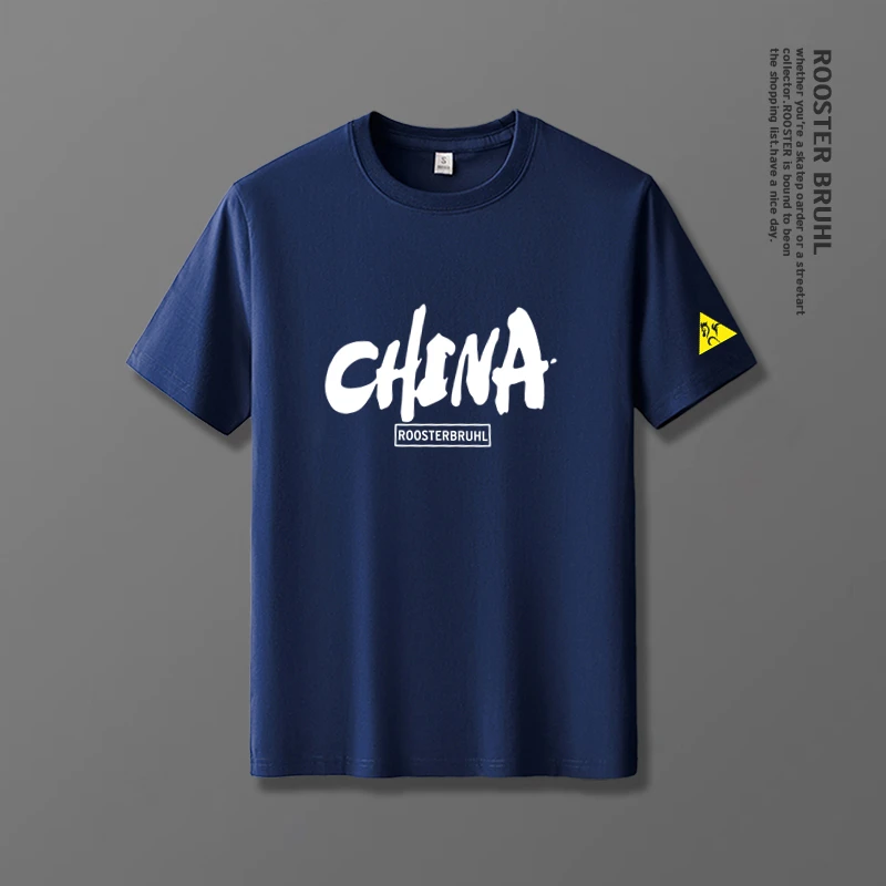 法莱尔公鸡100%纯棉t恤短袖男夏季户外圆领宽松潮流休闲透气半袖