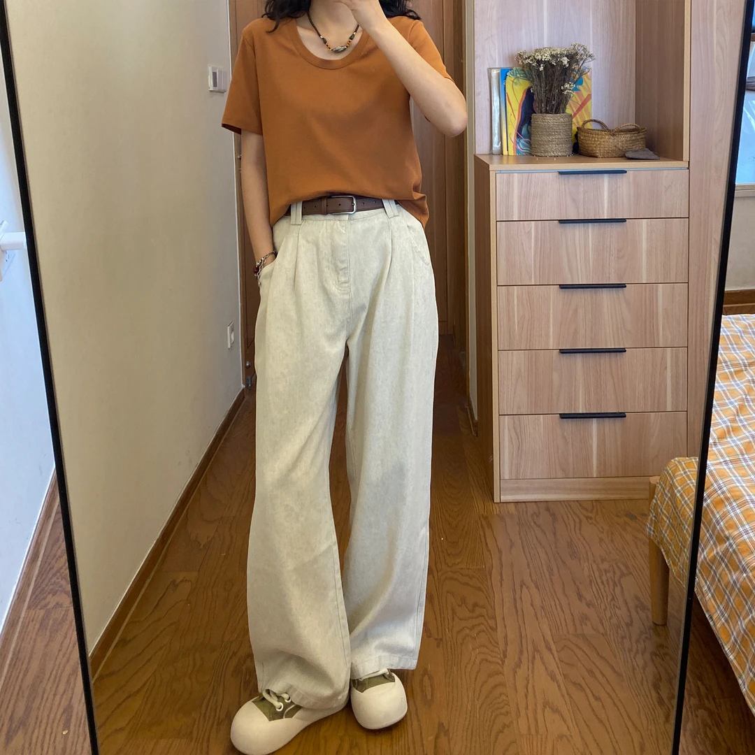日褡慵懒假日裤C22休闲小众宽松纯色气质【不含腰带】115300清