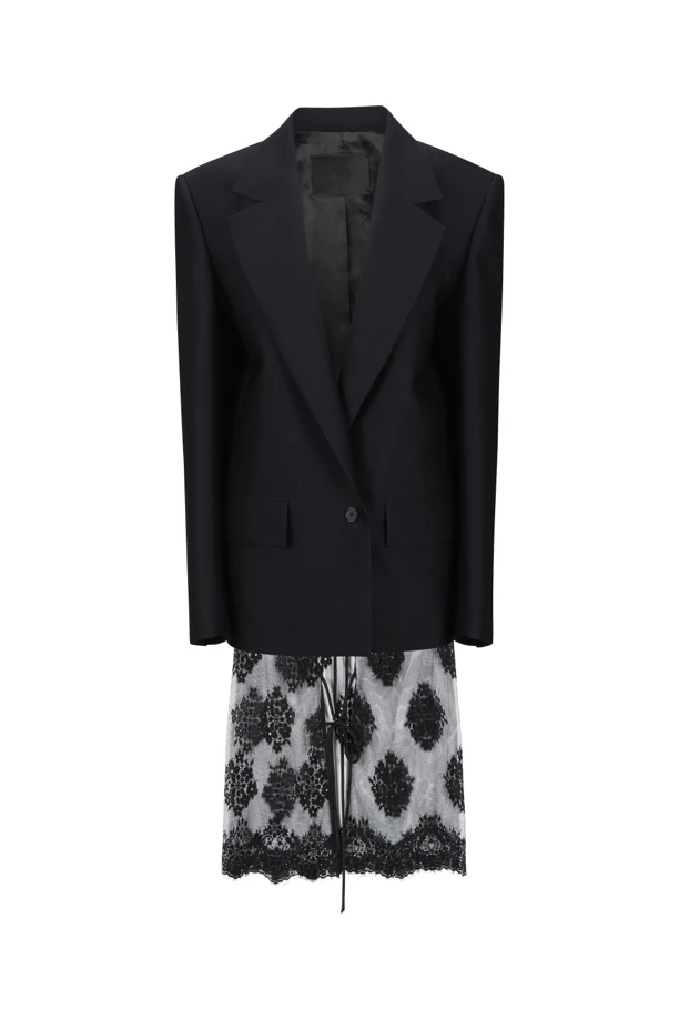 YCH拼接蕾丝下摆西装外套