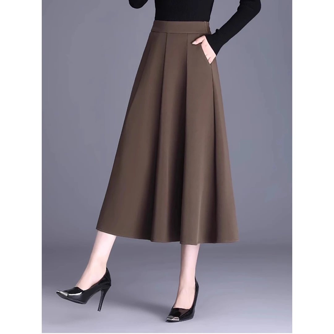 拉夏贝尔复古格子半身裙女春秋2025年新款高腰显瘦气质A字百褶裙