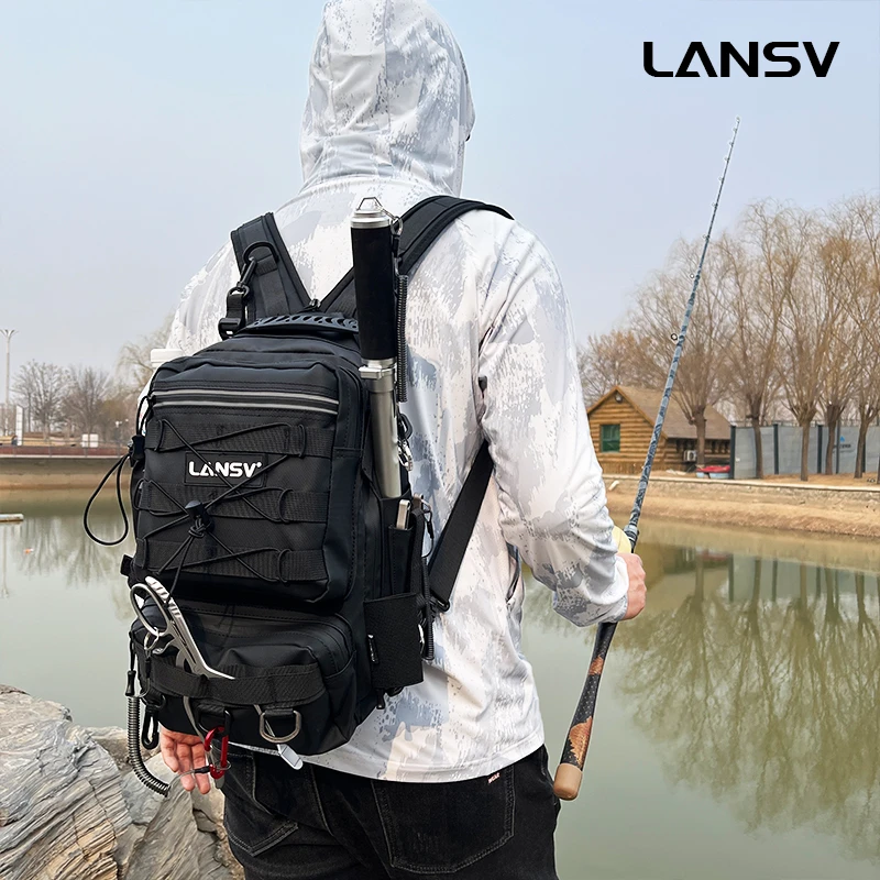 LANSV恋水路亚包大容量耐磨防水挂位户外钓鱼战术包路亚背包