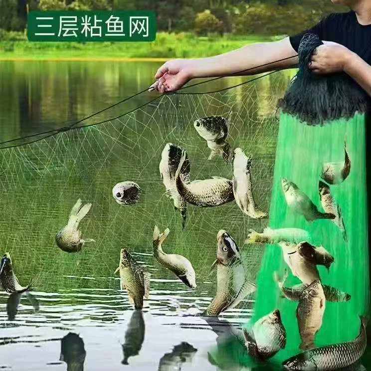 三层渔网沉网渔网捕鱼网鲤鱼网鲫鱼网挂网丝网鱼网