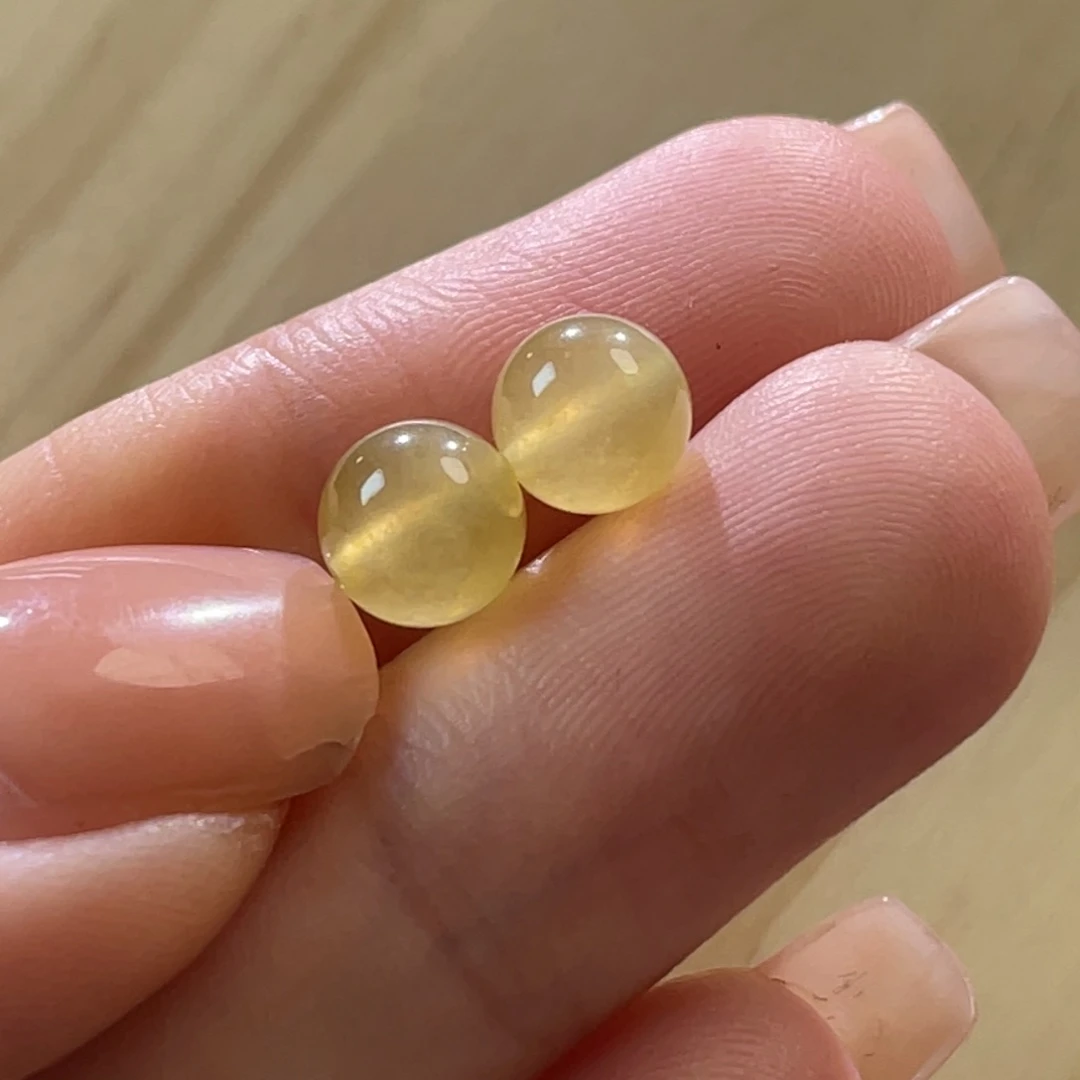 翡翠散珠天然缅a冰玻黄翡