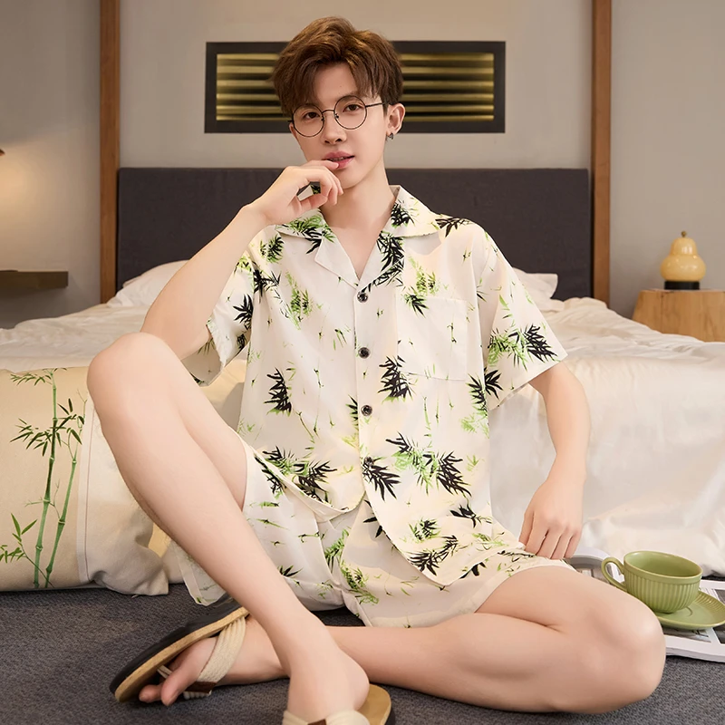 睡衣男款夏季冰丝短袖薄款2025新款男士大码凉感可外穿家居服套装