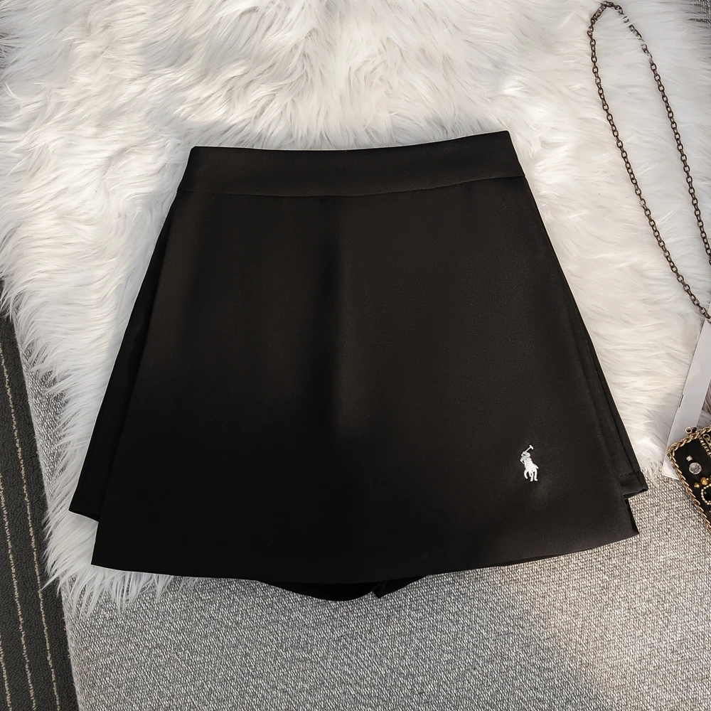 刺绣小马a字裙裤春夏新款西装包臀短裙高腰显瘦半身裙开叉裙裤