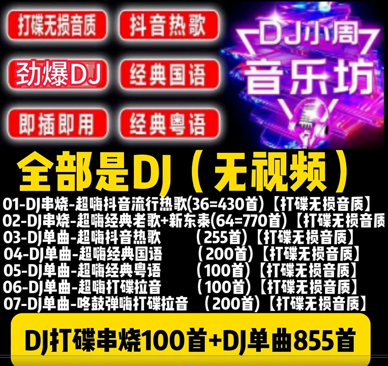 3号无视频全DJ劲爆重低音车载U盘