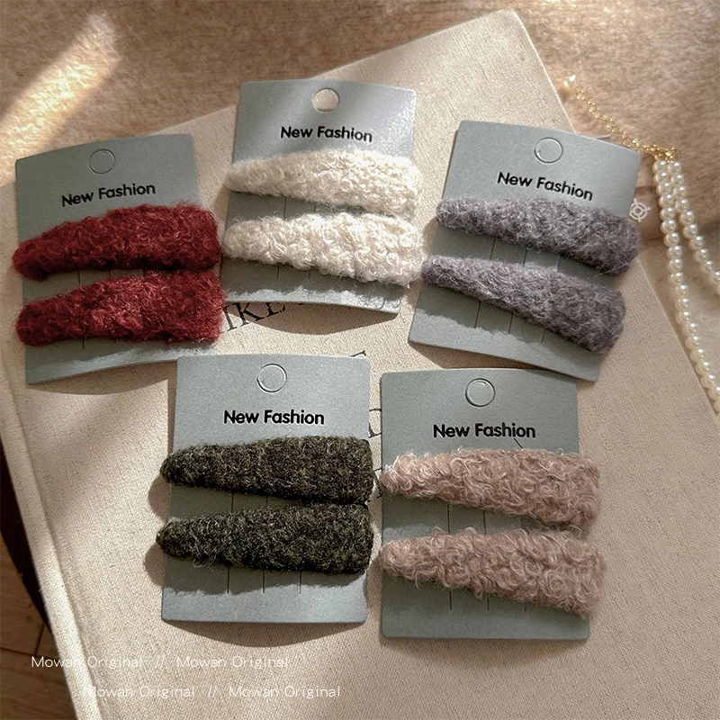 秋冬毛绒水滴发夹女2025新款高端侧边碎发刘海夹发卡夹子精致发饰