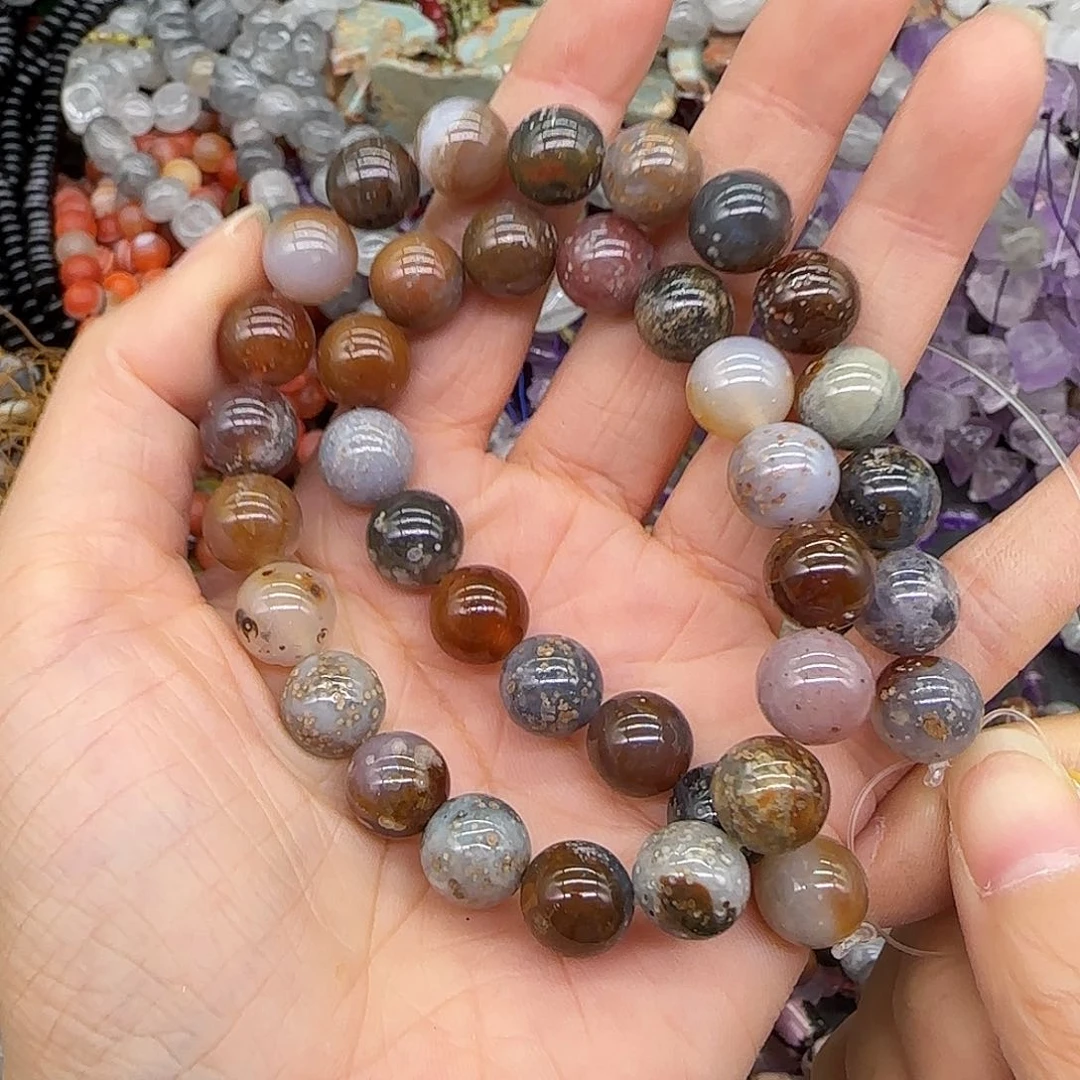 玛瑙/玉髓合金珠宝半成品鱼籽玛瑙10mm一条